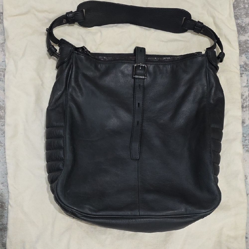 J. Crew Black Leather Messenger Bag